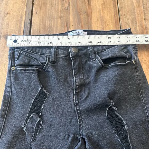 Judy Blue Jeans Size 5/27 Skinny Cropped Ultra Distressed Raw Hem Black Stretch - Picture 9 of 16